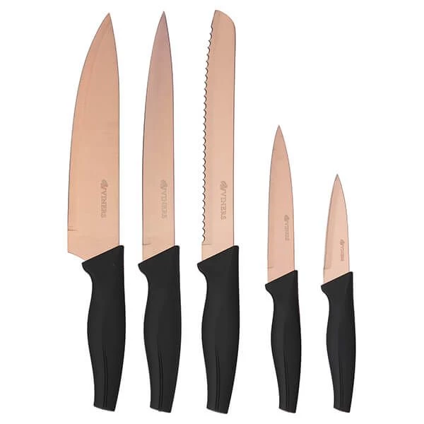 Viners Opulence Rose Gold 5 Piece Knife Block Set 4 Viners Opulence Rose Gold 5 Piece Knife Block Set - Image 2