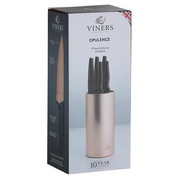 Viners Opulence Rose Gold 5 Piece Knife Block Set 5 Viners Opulence Rose Gold 5 Piece Knife Block Set - Image 3