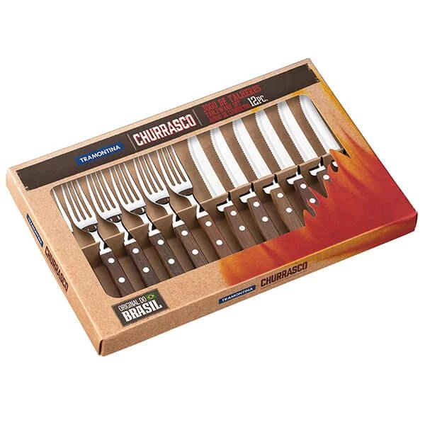 Tramontina Churrasco 12 Piece BBQ Steak Knife & Fork Set 2 Tramontina Churrasco 12 Piece BBQ Steak Knife & Fork Set
