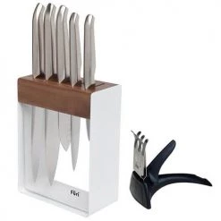 Furi Knives Furi Pro 7 Piece White Knife Block Set With Diamond Sharpener