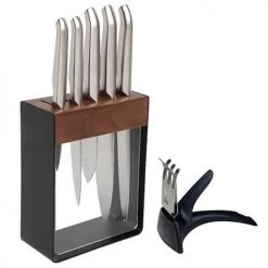Furi Knives Furi Pro 7 Piece Black Knife Block Set With Diamond Sharpener