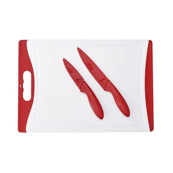 Colourworks 3 Piece Chopping Board Knife Set Red 3 Colourworks 3 Piece Chopping Board Knife Set Red