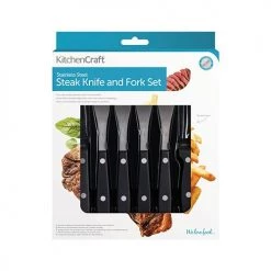 KitchenCraft Deluxe Set Of 4 Steak Knife & Fork Set -KITCHEN KNIVES Sales Store KCSTEAK8 KitchenCraft Set Of 4 Steak Knives and Forks 4