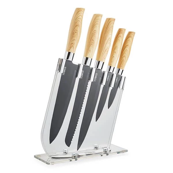 Tower Scandi 5 Piece Knife Set With Knife Block Grey 3 Tower Scandi 5 Piece Knife Set With Knife Block Grey